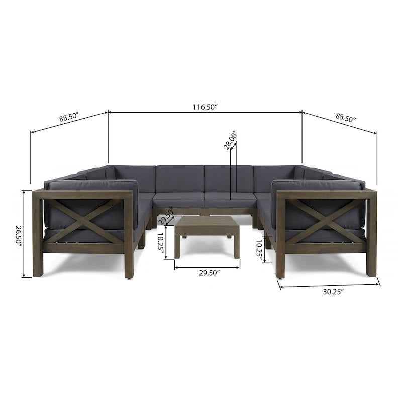 Canapé d'angle d'extérieur Brava en bois d'acacia par Christopher Knight Home
