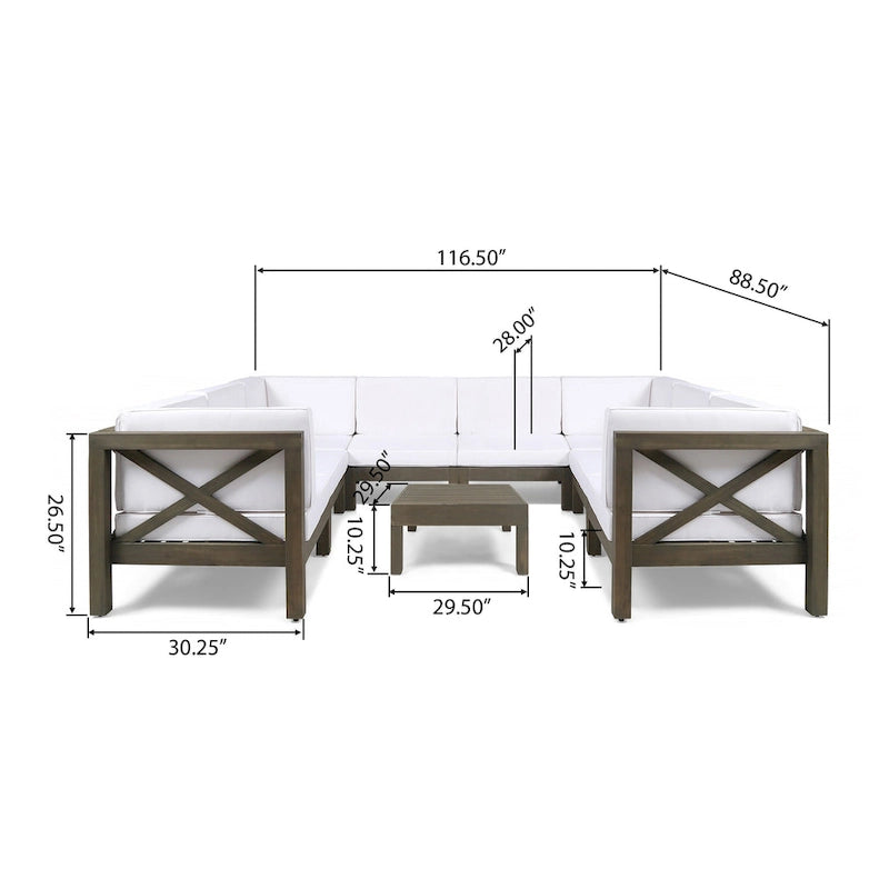 Canapé d'angle d'extérieur Brava en bois d'acacia par Christopher Knight Home