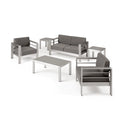 Ensemble de conversation d'extérieur Cape Coral à 4 places en aluminium avec 2 tables d'appoint par Christopher Knight Home