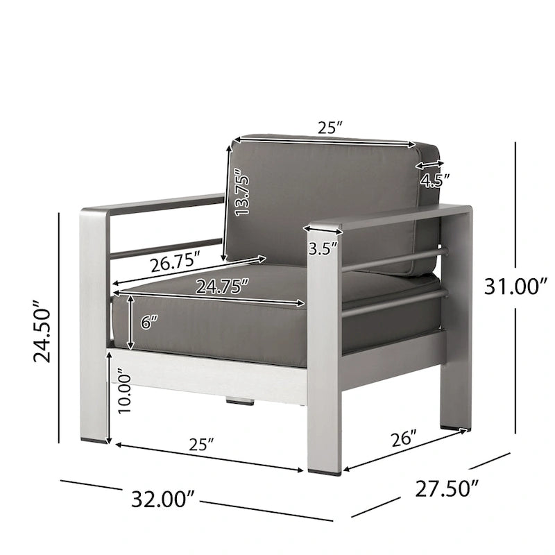 Ensemble de conversation d'extérieur Cape Coral à 4 places en aluminium avec 2 tables d'appoint par Christopher Knight Home