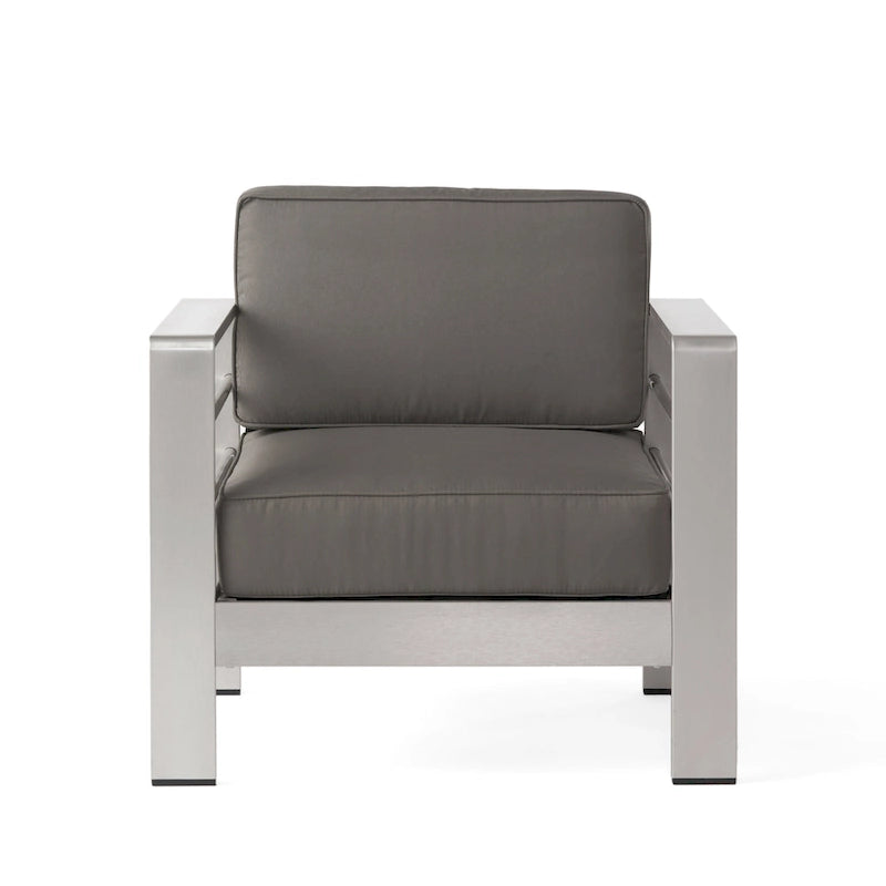 Ensemble de conversation d'extérieur Cape Coral à 4 places en aluminium avec 2 tables d'appoint par Christopher Knight Home