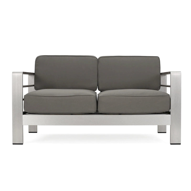 Ensemble de conversation d'extérieur Cape Coral à 4 places en aluminium avec 2 tables d'appoint par Christopher Knight Home