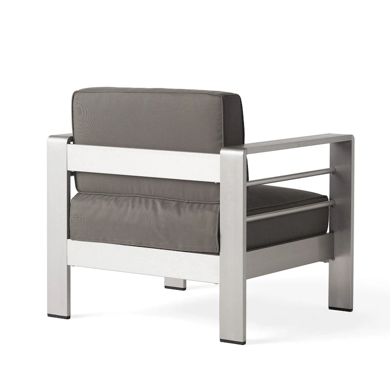 Ensemble de conversation d'extérieur Cape Coral à 4 places en aluminium avec 2 tables d'appoint par Christopher Knight Home