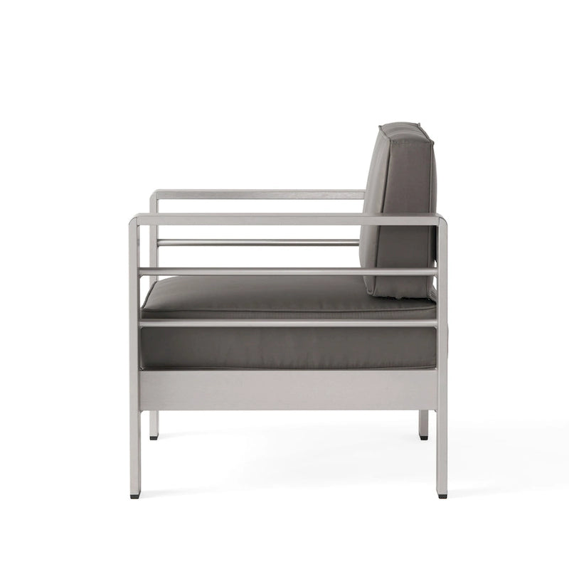 Ensemble de conversation d'extérieur Cape Coral à 4 places en aluminium avec 2 tables d'appoint par Christopher Knight Home