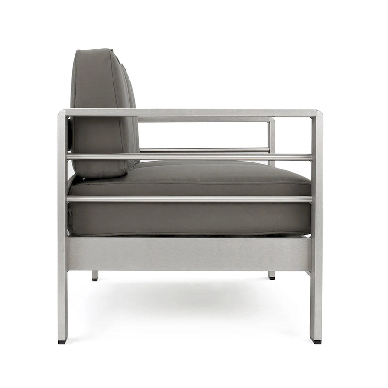 Ensemble de conversation d'extérieur Cape Coral à 4 places en aluminium avec 2 tables d'appoint par Christopher Knight Home