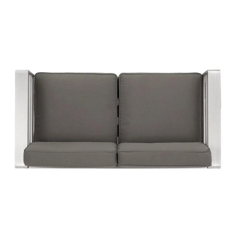 Ensemble de conversation d'extérieur Cape Coral à 4 places en aluminium avec 2 tables d'appoint par Christopher Knight Home