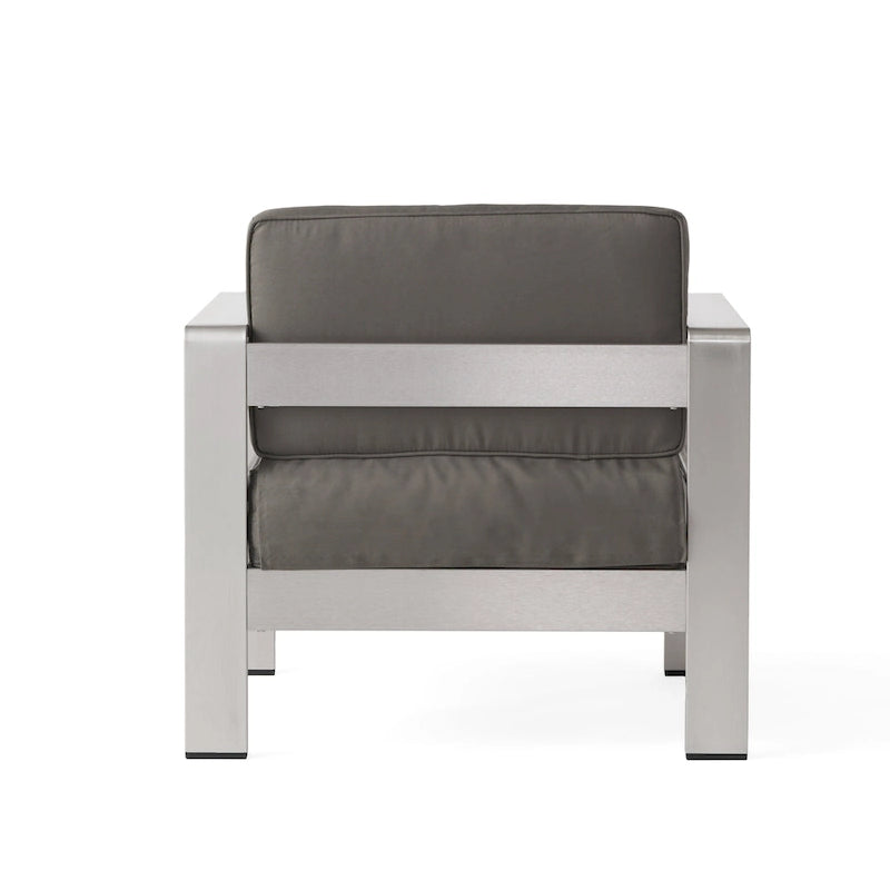 Ensemble de conversation d'extérieur Cape Coral à 4 places en aluminium avec 2 tables d'appoint par Christopher Knight Home