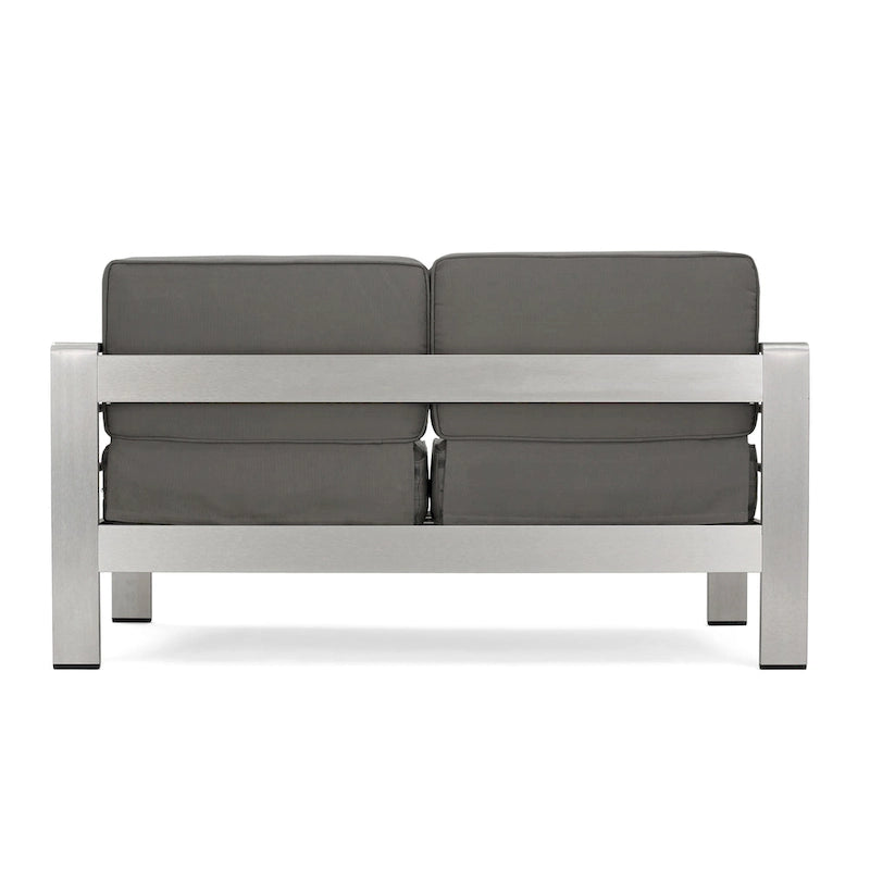 Ensemble de conversation d'extérieur Cape Coral à 4 places en aluminium avec 2 tables d'appoint par Christopher Knight Home