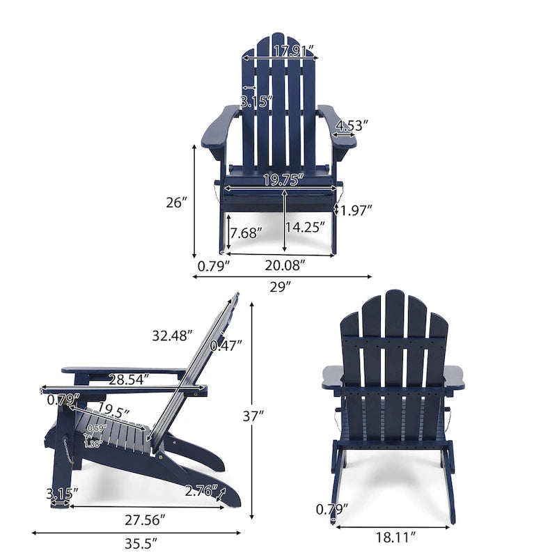 Chaises Adirondack pliantes en bois d'acacia Hollywood Outdoor (lot de 2) par Christopher Knight Home