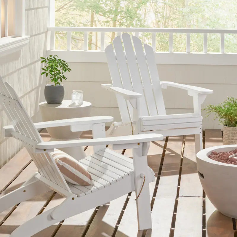 Chaises Adirondack pliantes en bois d'acacia Hollywood Outdoor (lot de 2) par Christopher Knight Home