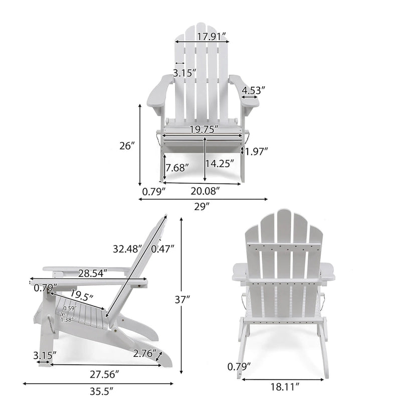 Chaises Adirondack pliantes en bois d'acacia Hollywood Outdoor (lot de 2) par Christopher Knight Home