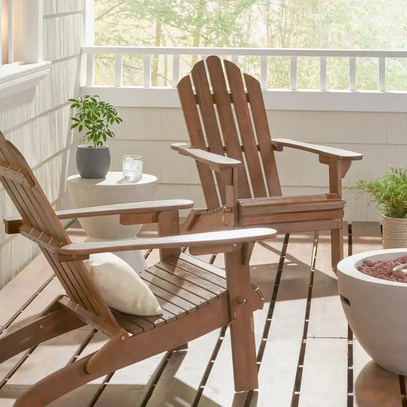 Chaises Adirondack pliantes en bois d'acacia Hollywood Outdoor (lot de 2) par Christopher Knight Home