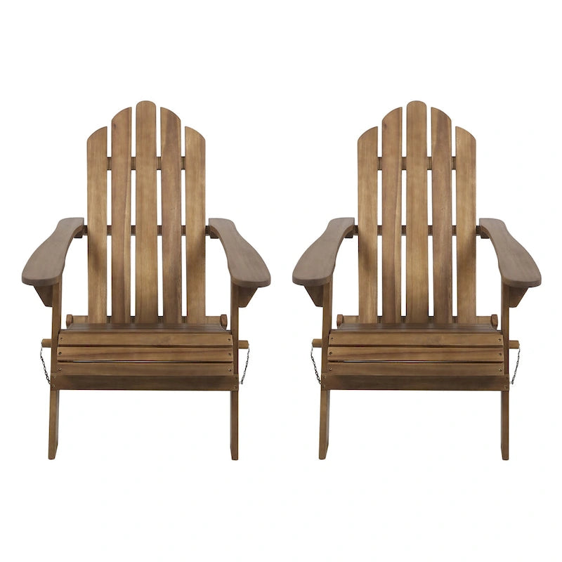 Chaises Adirondack pliantes en bois d'acacia Hollywood Outdoor (lot de 2) par Christopher Knight Home