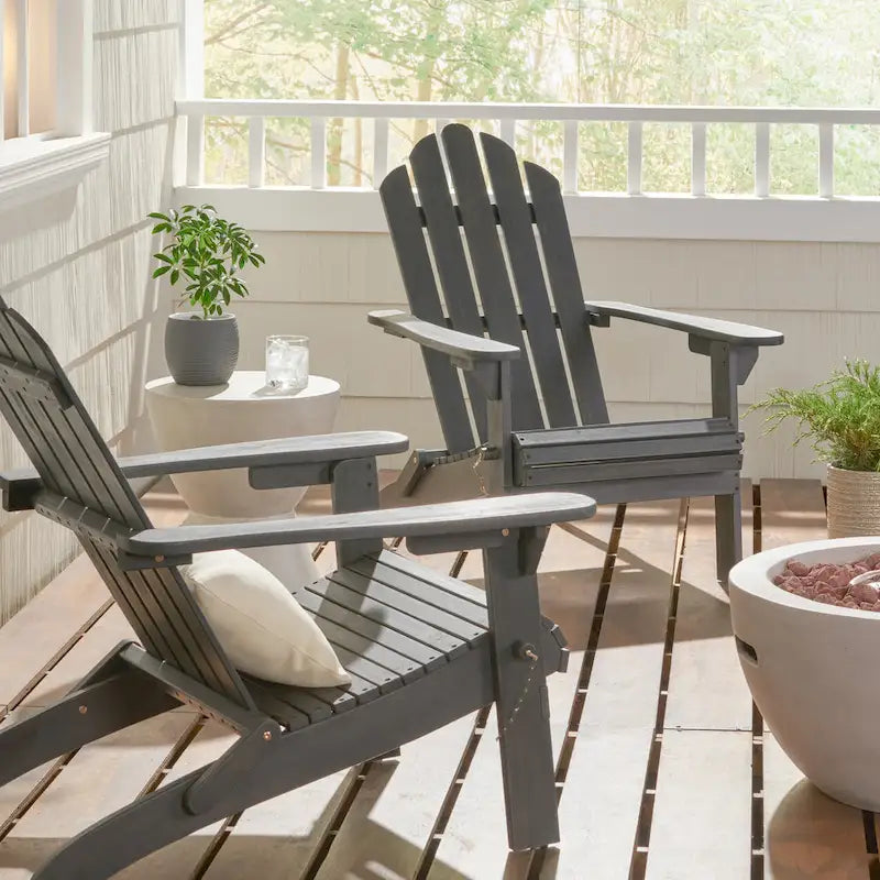 Chaises Adirondack pliantes en bois d'acacia Hollywood Outdoor (lot de 2) par Christopher Knight Home