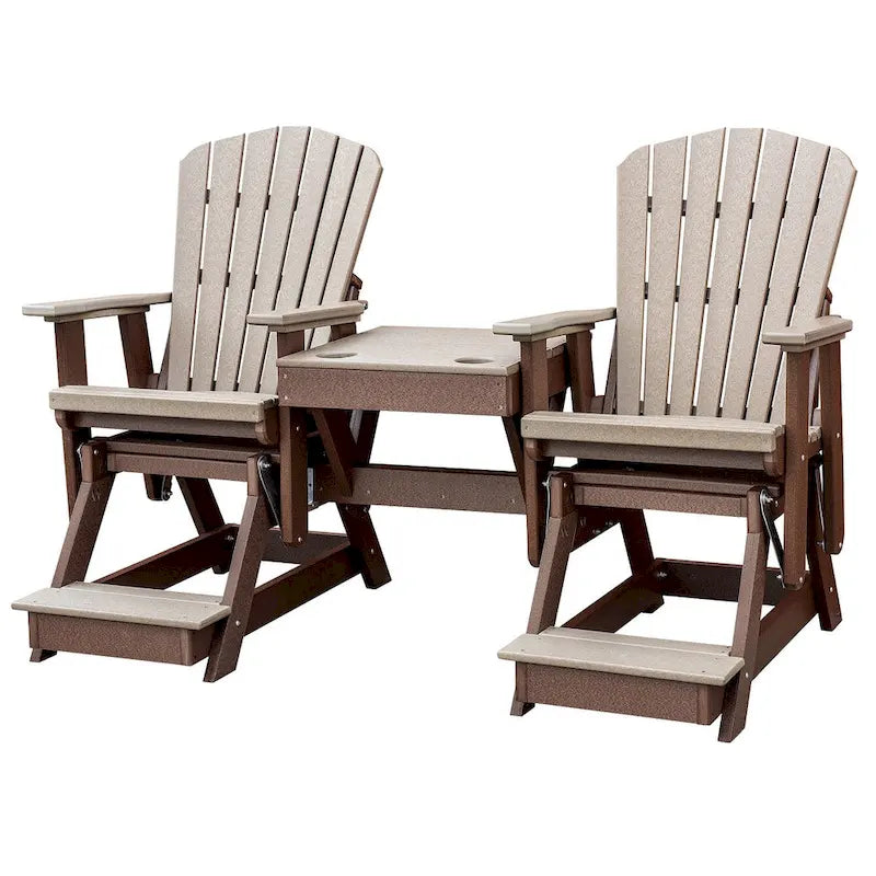 Planeur OS Home and Office Model Double Balcony Height avec table centrale en Weatherwood et Tudor Brown - N/A