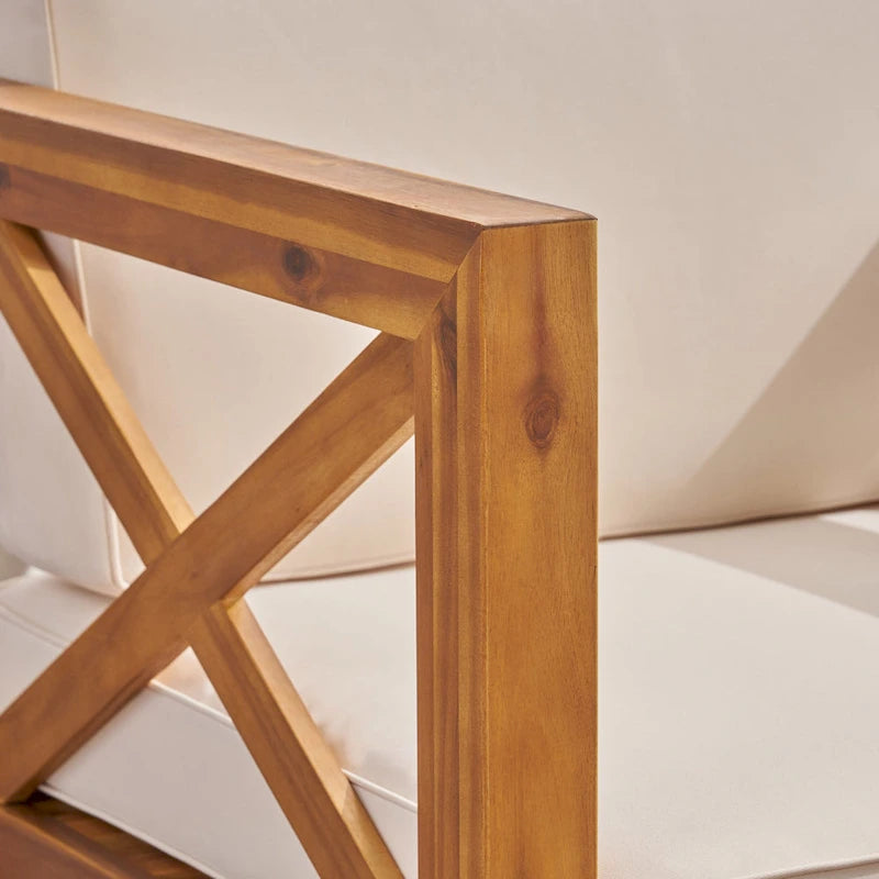 Fauteuil club d'extérieur Brava en bois d'acacia avec coussin par Christopher Knight Home