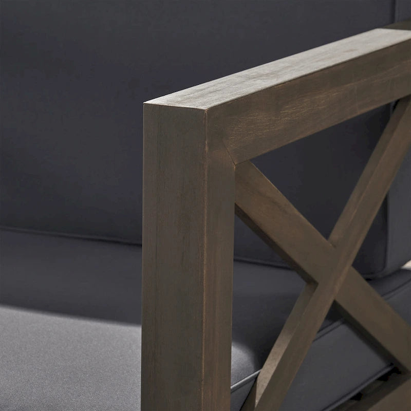 Fauteuil club d'extérieur Brava en bois d'acacia avec coussin par Christopher Knight Home