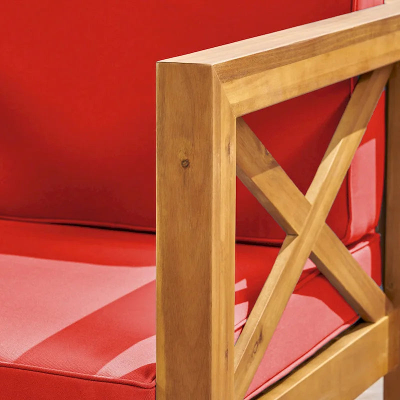 Fauteuil club d'extérieur Brava en bois d'acacia avec coussin par Christopher Knight Home