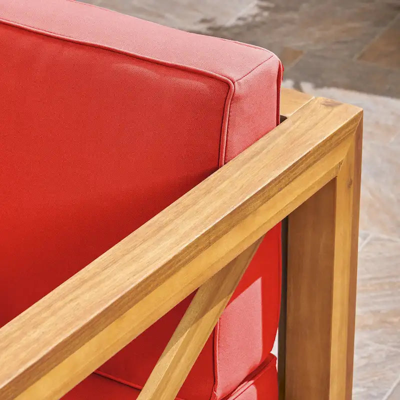 Fauteuil club d'extérieur Brava en bois d'acacia avec coussin par Christopher Knight Home