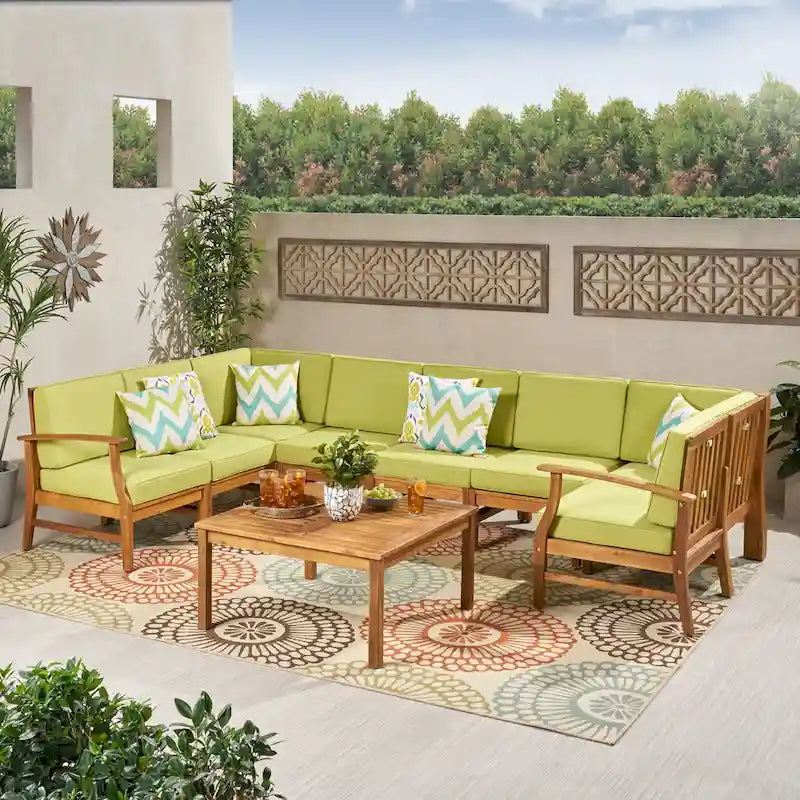 Ensemble de canapé d'angle de 9 pièces Perla Outdoor par Christopher Knight Home