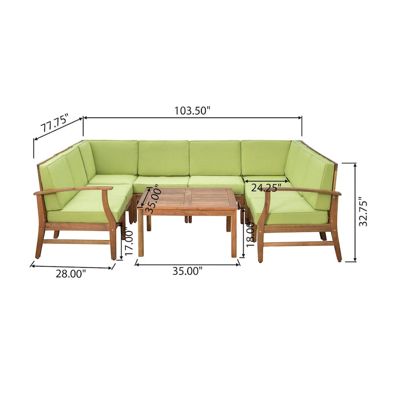Ensemble de canapé d'angle de 9 pièces Perla Outdoor par Christopher Knight Home