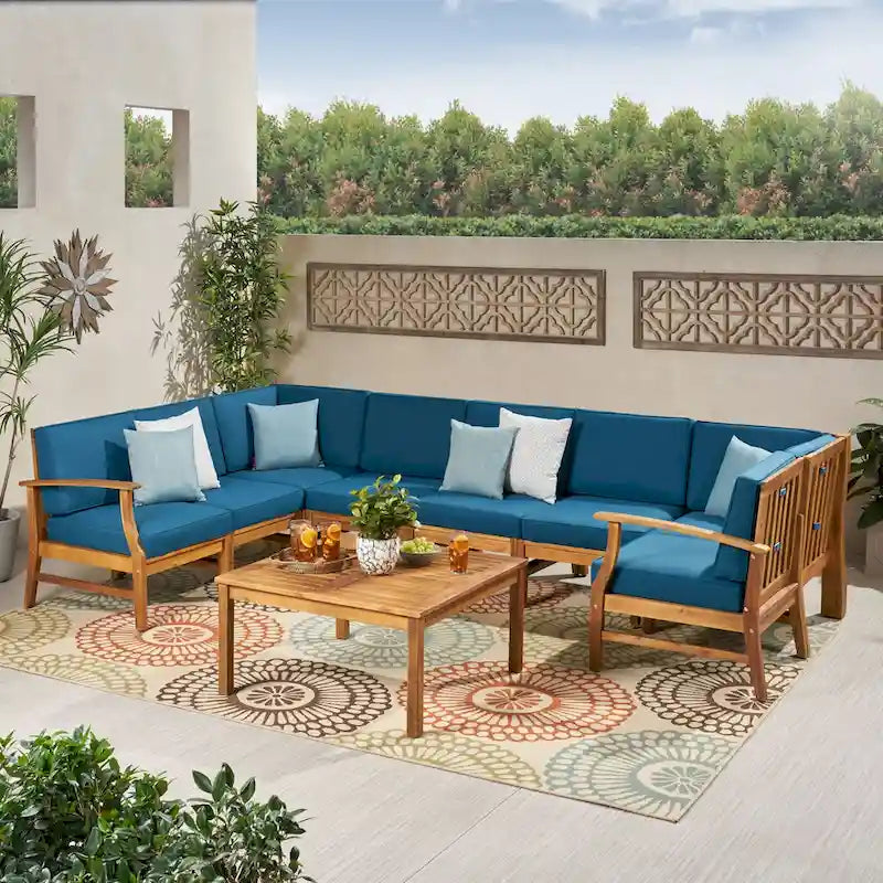 Ensemble de canapé d'angle de 9 pièces Perla Outdoor par Christopher Knight Home