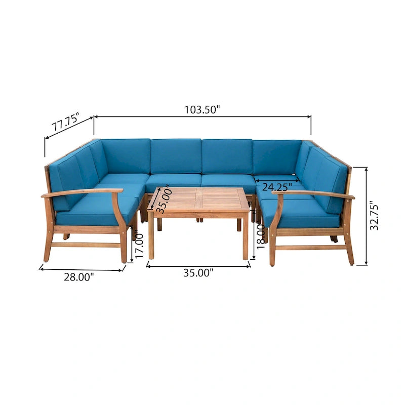 Ensemble de canapé d'angle de 9 pièces Perla Outdoor par Christopher Knight Home