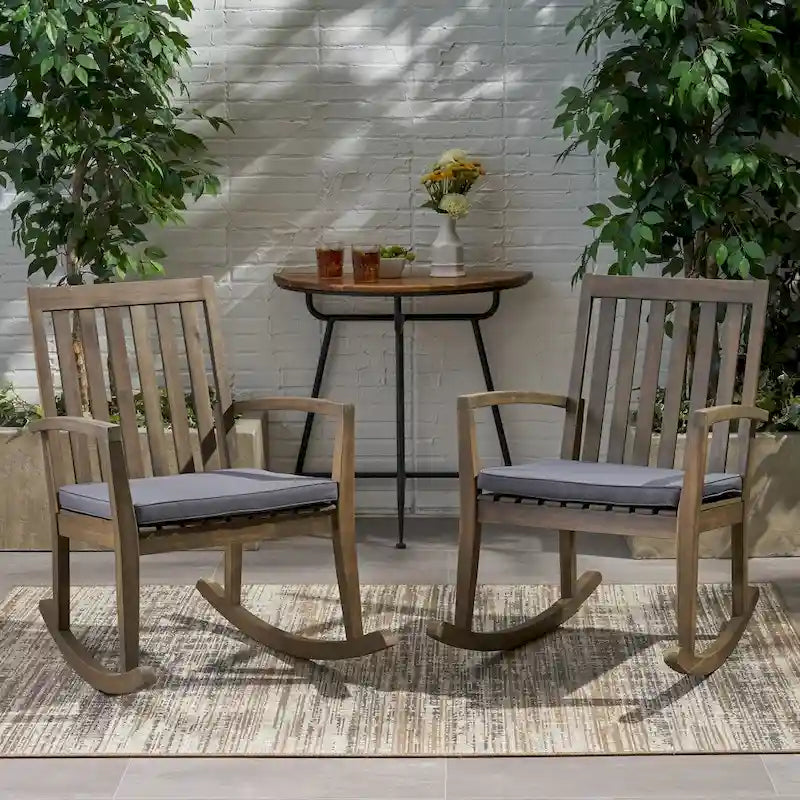 Chaises à bascule traditionnelles d'extérieur en bois d'acacia Montrose (lot de 2) par Christopher Knight Home