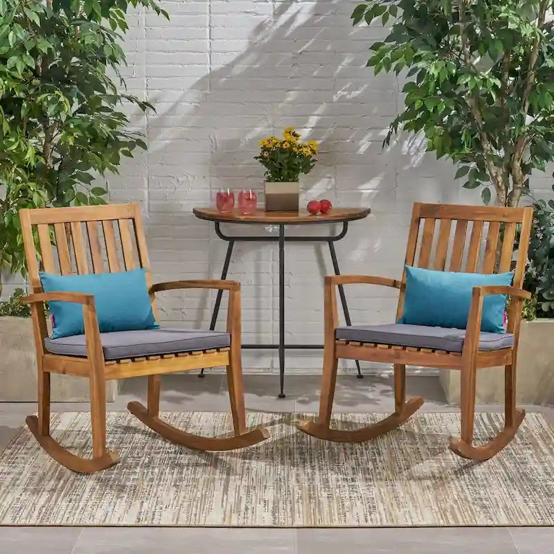 Chaises à bascule traditionnelles d'extérieur en bois d'acacia Montrose (lot de 2) par Christopher Knight Home