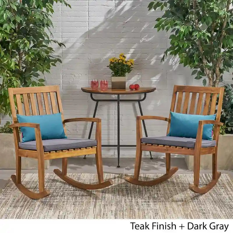 Chaises à bascule traditionnelles d'extérieur en bois d'acacia Montrose (lot de 2) par Christopher Knight Home