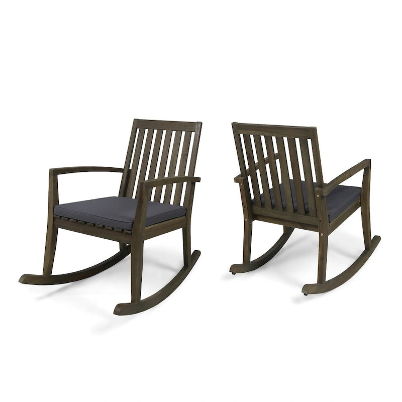 Chaises à bascule traditionnelles d'extérieur en bois d'acacia Montrose (lot de 2) par Christopher Knight Home