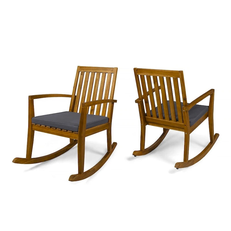 Chaises à bascule traditionnelles d'extérieur en bois d'acacia Montrose (lot de 2) par Christopher Knight Home