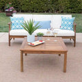 Canapé et table d'extérieur 4 pièces Perla en acacia avec coussins, par Christopher Knight Home