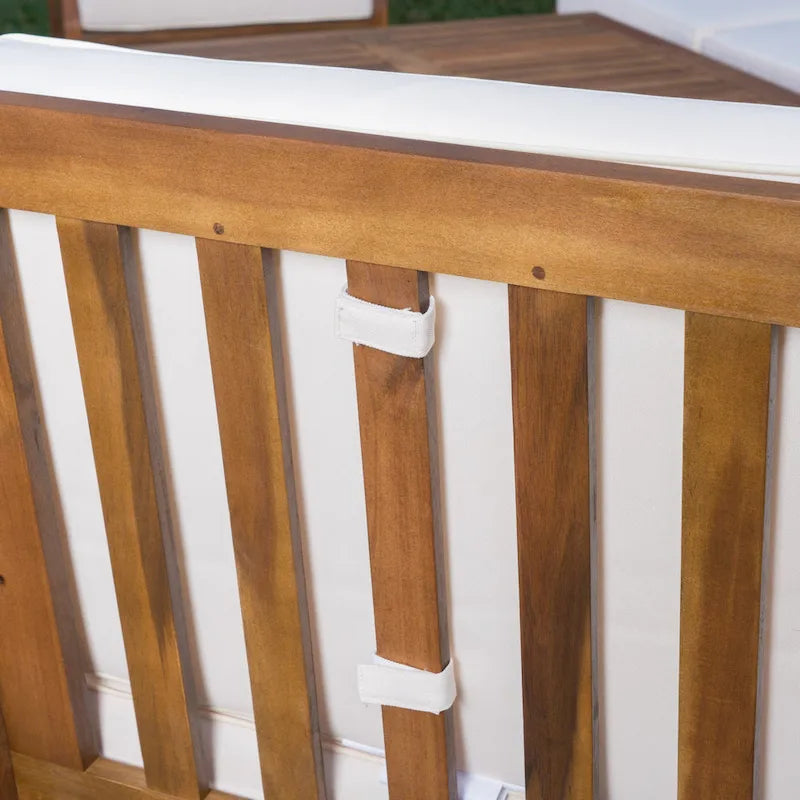 Canapé et table d'extérieur 4 pièces Perla en acacia avec coussins, par Christopher Knight Home