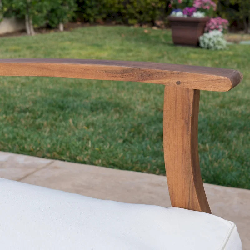 Canapé et table d'extérieur 4 pièces Perla en acacia avec coussins, par Christopher Knight Home