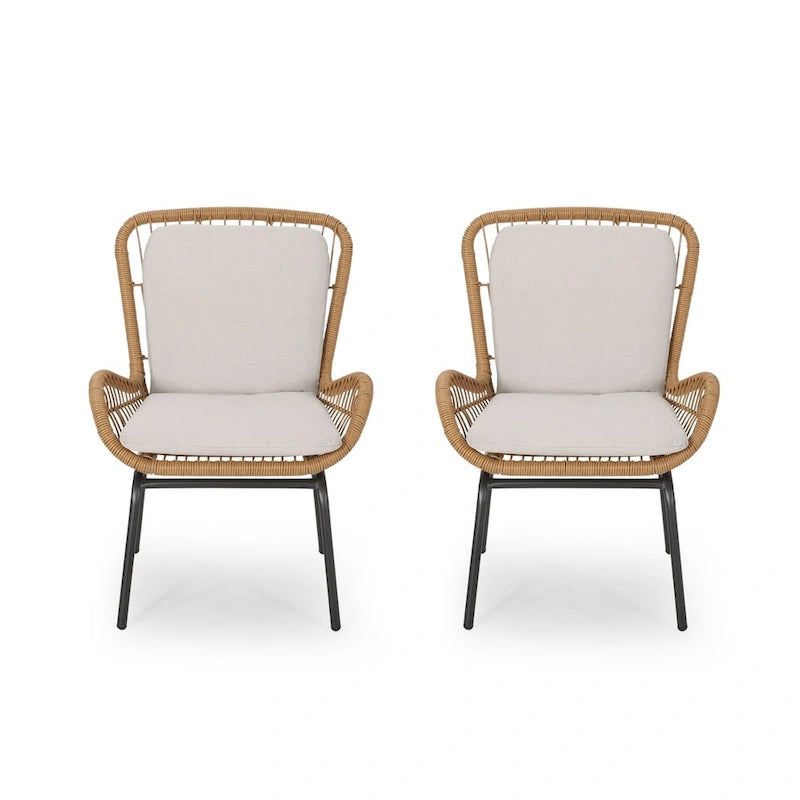 Fauteuil de club en osier d'extérieur Pabrico avec coussins (lot de 2) de Christopher Knight Home