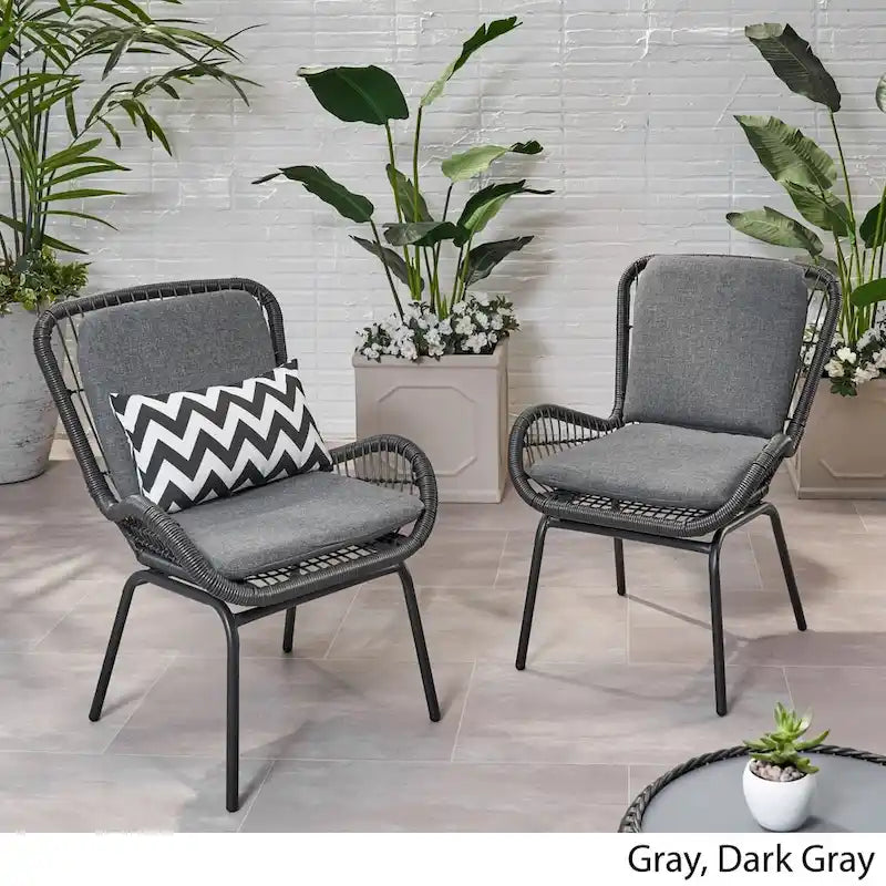 Fauteuil de club en osier d'extérieur Pabrico avec coussins (lot de 2) de Christopher Knight Home