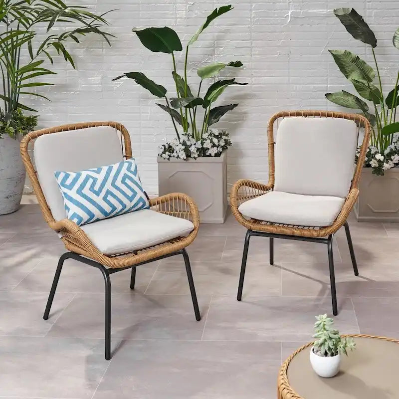 Fauteuil de club en osier d'extérieur Pabrico avec coussins (lot de 2) de Christopher Knight Home