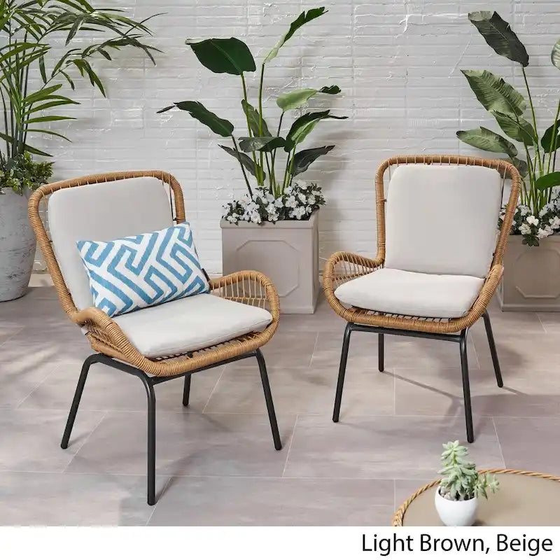Fauteuil de club en osier d'extérieur Pabrico avec coussins (lot de 2) de Christopher Knight Home