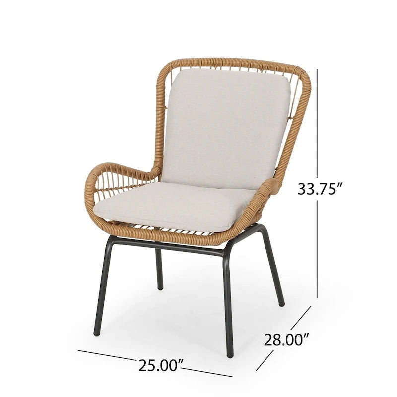 Fauteuil de club en osier d'extérieur Pabrico avec coussins (lot de 2) de Christopher Knight Home