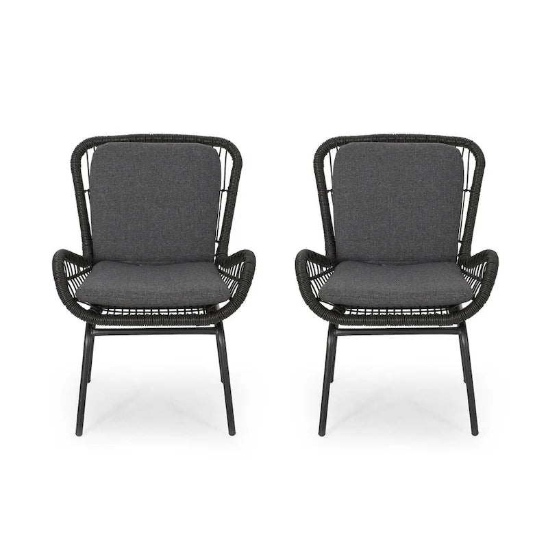 Fauteuil de club en osier d'extérieur Pabrico avec coussins (lot de 2) de Christopher Knight Home