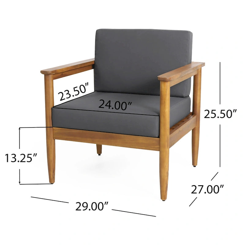 Fauteuil de jardin Magnolia en bois d'acacia avec coussins de Christopher Knight Home