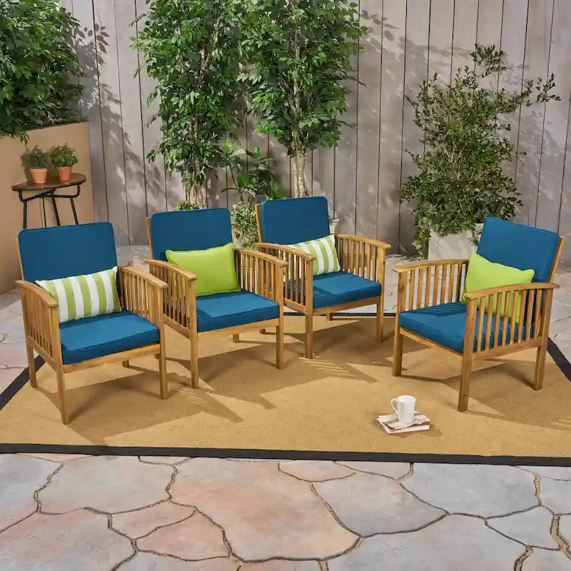 Fauteuils de jardin en bois d'acacia d'extérieur Casa Acacia (lot de 4) par Christopher Knight Home