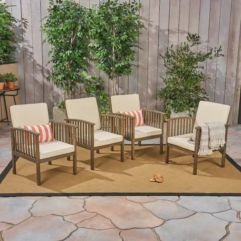 Fauteuils de jardin en bois d'acacia d'extérieur Casa Acacia (lot de 4) par Christopher Knight Home