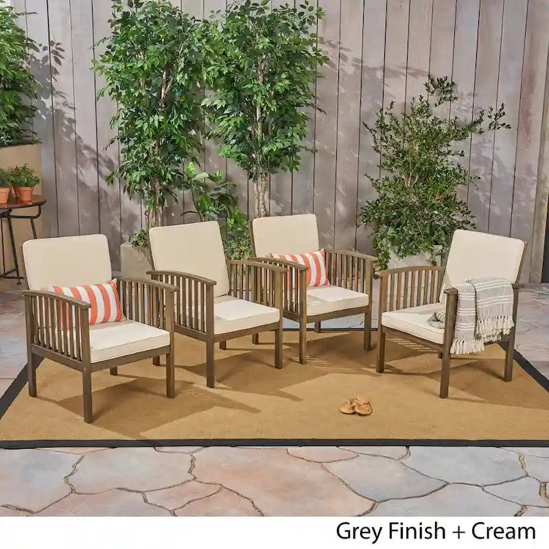 Fauteuils de jardin en bois d'acacia d'extérieur Casa Acacia (lot de 4) par Christopher Knight Home