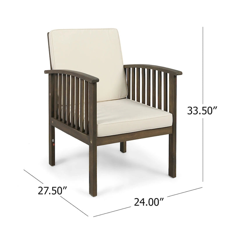 Fauteuils de jardin en bois d'acacia d'extérieur Casa Acacia (lot de 4) par Christopher Knight Home