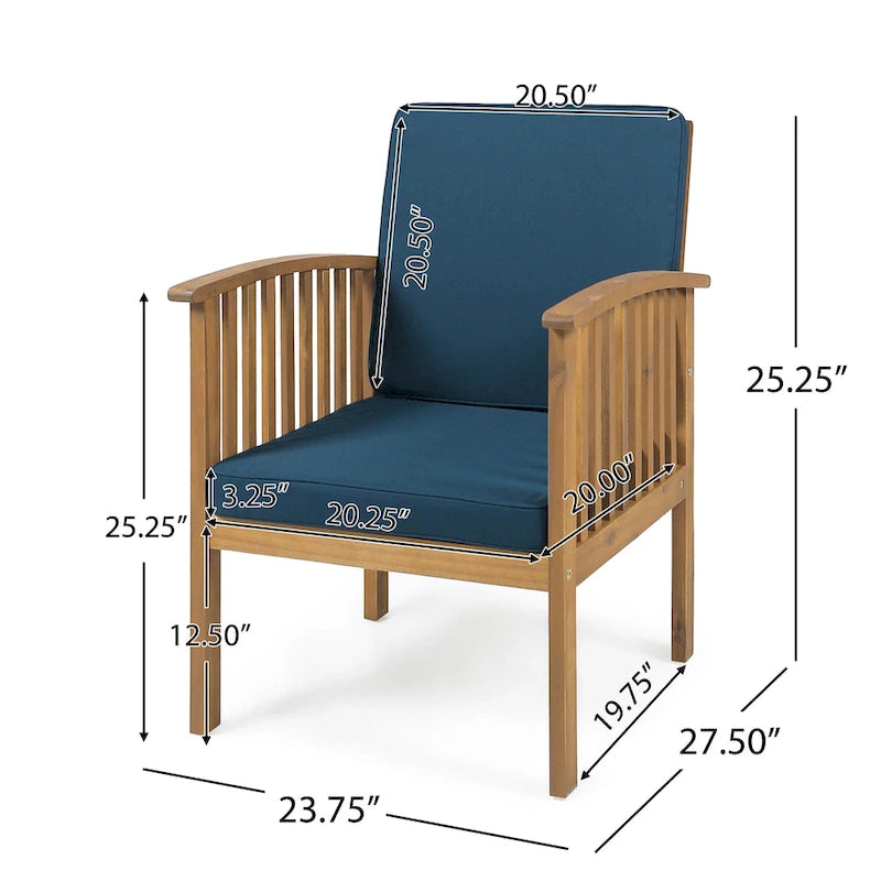 Fauteuils de jardin en bois d'acacia d'extérieur Casa Acacia (lot de 4) par Christopher Knight Home