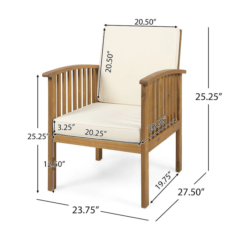 Fauteuils de jardin en bois d'acacia d'extérieur Casa Acacia (lot de 4) par Christopher Knight Home