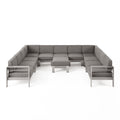 Ensemble de canapé d'angle en aluminium en U 11 places et pouf Cape Coral Outdoor par Christopher Knight Home
