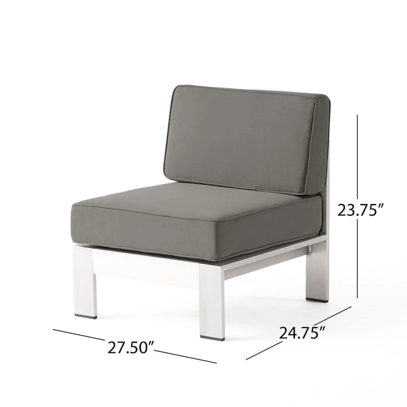 Ensemble de canapé d'angle en aluminium en U 11 places et pouf Cape Coral Outdoor par Christopher Knight Home